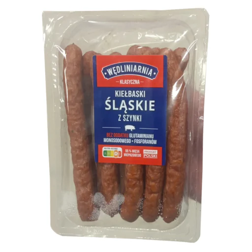 Zdjęcie produktu: Wędliniarnia - kiełbaski śląskie z szynki, wieprzowe, wędzone 270g