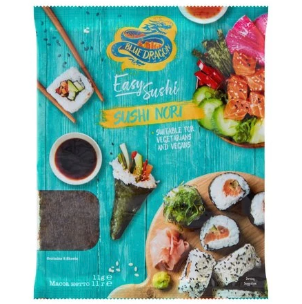 Zdjęcie produktu: BLUE DRAGON Sushi Nori Prażone listki alg morskich (5 sztuk) 11 g