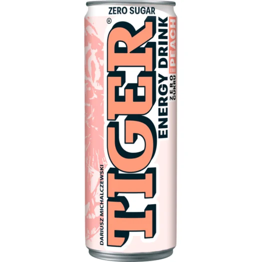 Zdjęcie produktu: TIGER Gazowany napój energetyzujący bez cukru o smaku brzoskwini 250 ml
