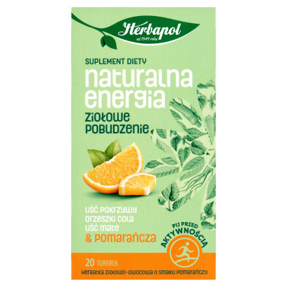 Zdjęcie produktu: Herbapol Herbatka ziołowo-owocowa o smaku pomarańczy naturalna energia 30 g (20 x 1,5 g)