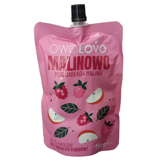 Zdjęcie produktu: Owolovo Mus jabłkowo-malinowy Malinowo 200 g