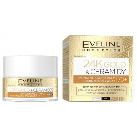 Zdjęcie produktu: Eveline 24K Gold & Ceramidy skoncentrowany krem głęboko odżywczy na dzień i noc 70+ 50ml