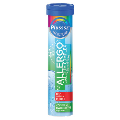 Zdjęcie produktu: Plusssz Allergo Calcium Complex Tabletki musujące z kwercetyną smak mango & limonka 80 g