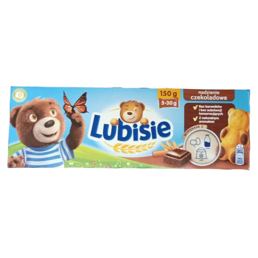 Zdjęcie produktu: Lubisie Ciastko biszkoptowe z nadzieniem czekoladowym 150 g (5 x 30 g)