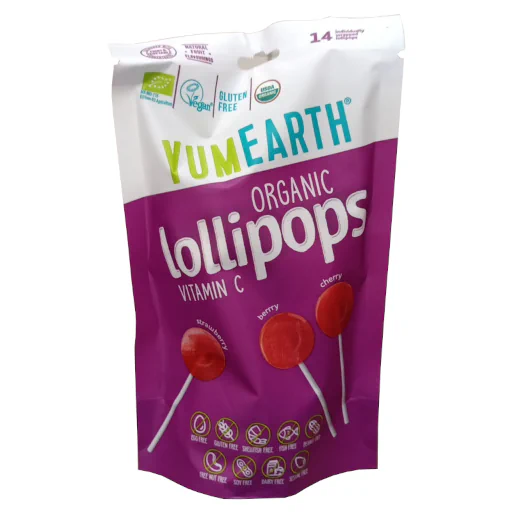 Zdjęcie produktu: Yumearth Lizaki owocowe z wit. C wiśna, truskawka 85 g Bio